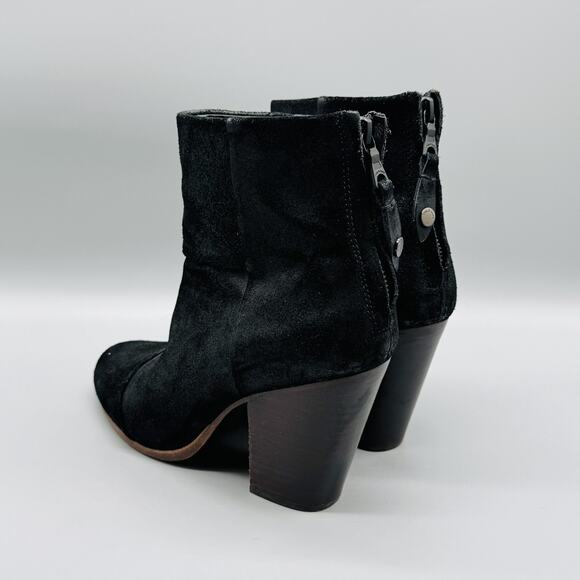 Rag & Bone Boots Womens 8 Black Leather Ankle Newbury Block Heel Back Zip Bootie - Picture 4 of 8